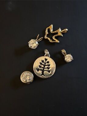 Silver Tree of Life Pendant and Crystal Charm Set - Silver